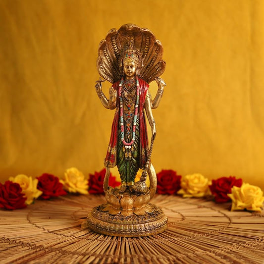 CHOKHI DHANI KALAGRAM Resin Metal Lord Vishnu Idol Sculpture Showpiece for Home Decoration