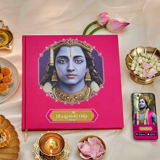 Bhagavad Gita For All in English, Hindi, and Sanskrit | World’s 1st video-based Bhagavad Gita Book and App | Watch Each Shloka Explained by Krishna Avatar | SCAN, WATCH & LEARN