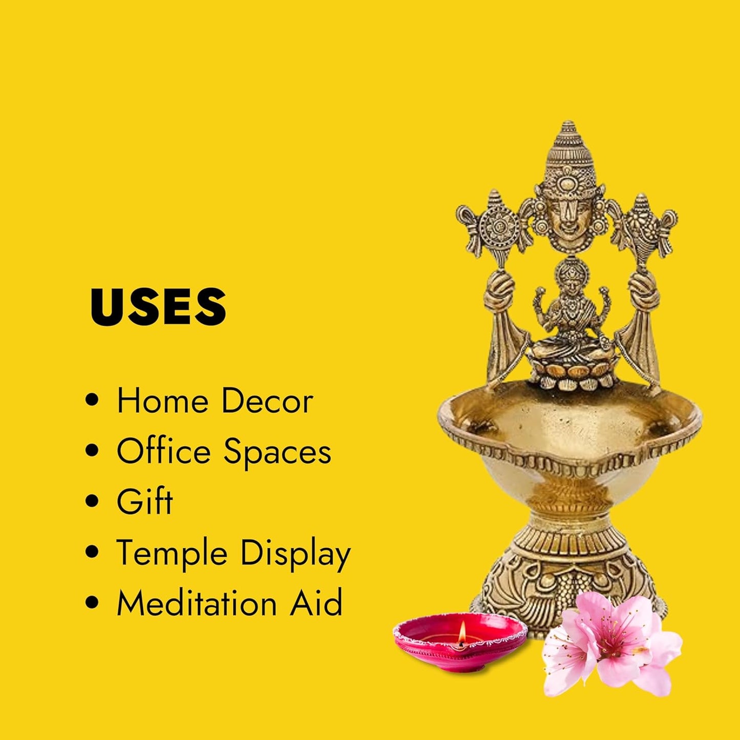 Tirupati Balaji Laxmi Diya Maa Lakshmi Venkateswara Oil Wick Deepak for Pooja Room Oil Lamp Akhand Jot Deepam for Diwali Pooja Temple Home Office Daily Puja