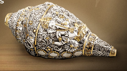 Lord Ganesha Blessings Shankh – 24K Plated